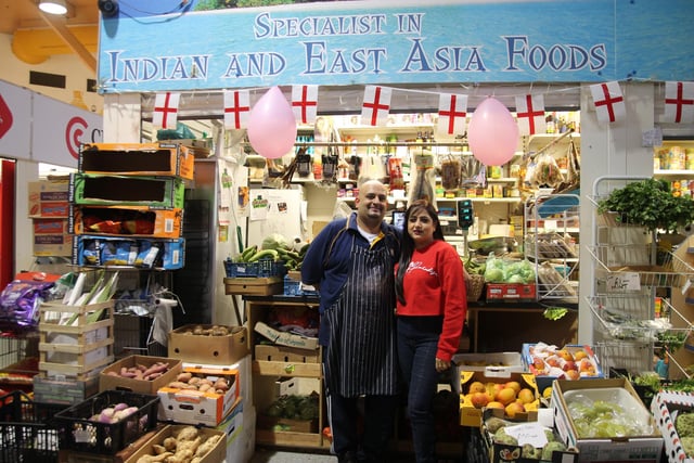 Continental Foods at the Moor Market, Sheffield, run by the Sumal family. Pictured are Pardeep and his wife Sony
