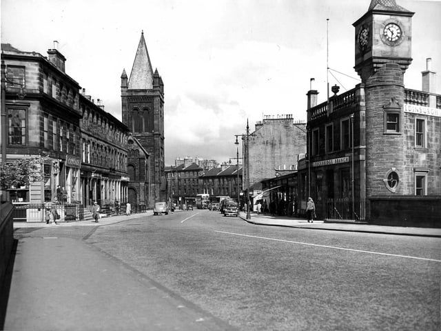 A picture of the main shopping centre in Stockbridge in January 1959.
