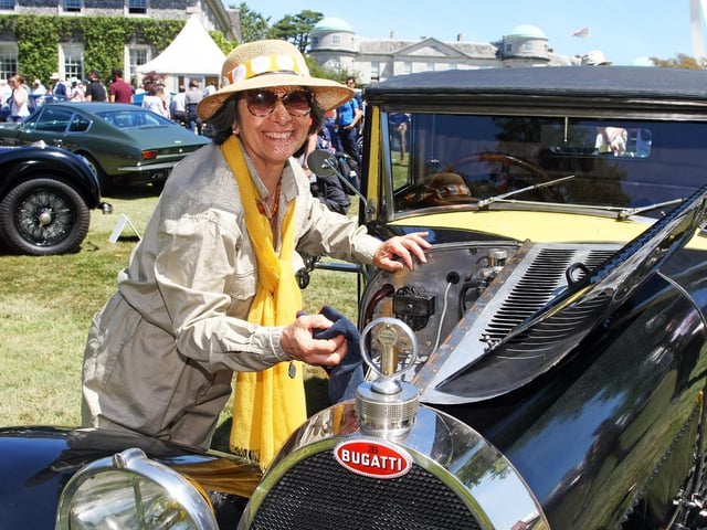 Festival of Speed 2019 in Chichester. Julia de Baldanza dusting her 1828Bugatti Type 40 Fiacre. Photo by Derek Martin Photography.