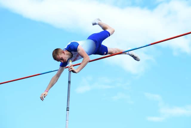 Adam Hague competing in the Men Pole Vault final at the European Athletics U23 Championships 2019.