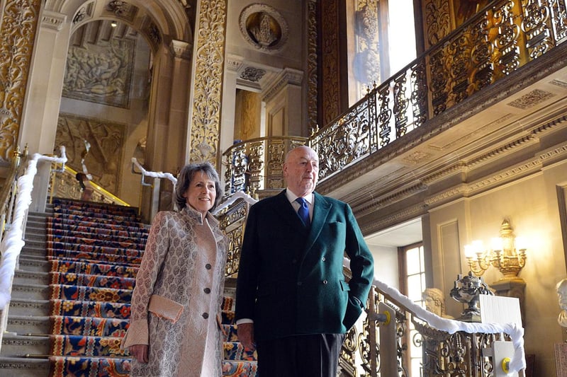 Chatsworth House reopening with the Duke and Duchess of Devonshire. In the painted hall.
