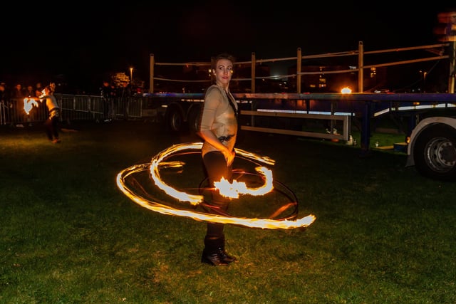 Jess Bee, a hoop dancer from Ethereal Performance, entertained the crowds who waited for the fireworks.