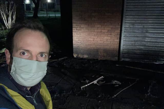Councillor Ben Miskell at the scene of the fire in Arbourthorne. Picture: Ben Miskell.