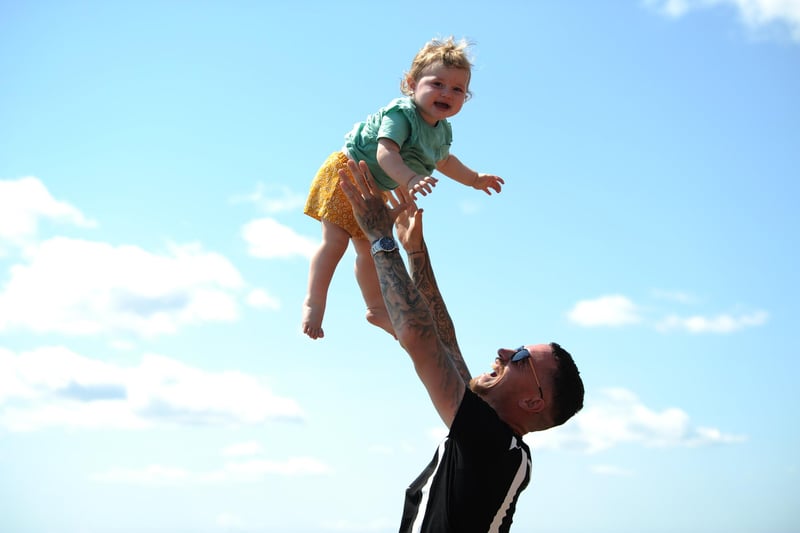 Paul Wallace and daughter Nellie enjoying the hot weather at Hartlepool Headland's Fishsands.