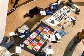 Extinction Rebellion Sheffield held a die in protest at Meadowhall on Saturday, December 11