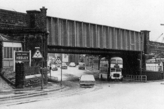 Heeley Station and Heeley Bridge in London Road, Sheffield. It opened in 1870 and was part of the Midland Main Line. It losed in June 1968, at the same time as Millhouses station, further along the same line