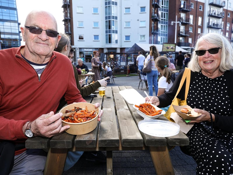 Bob and Lynda Goodman from Gosport. British Street Food Awards, Gunwharf Quays. Picture: Chris Moorhouse  (jpns 280821-06)