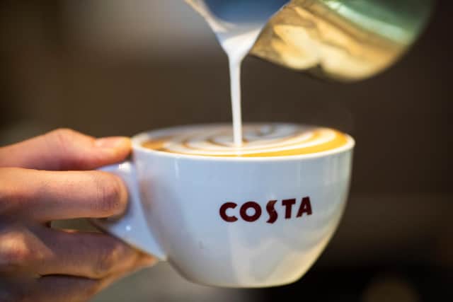 A Latte is poured into a branded Costa Coffee mug  (Photo by Dan Kitwood/Getty Images)