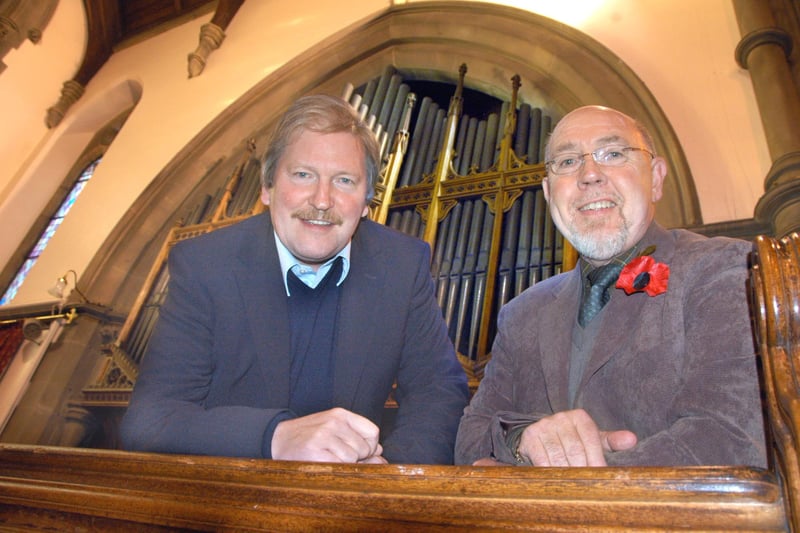 Russell Foster donated £4,000 for the restoration of the organ in St John's Church in Ashbrooke 13 years ago and here he is with church treasurer Alan Burns.