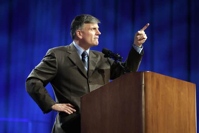 The controversial US preacher Franklin Graham is due to appear at Sheffield Arena on Wednesday, May 25. A special service will be held at Sheffield Cathedral that night as a 'counter' to his views, and a demonstration is planned by Sheffield Against Hate (Photo by Chris Graythen/Getty Images)