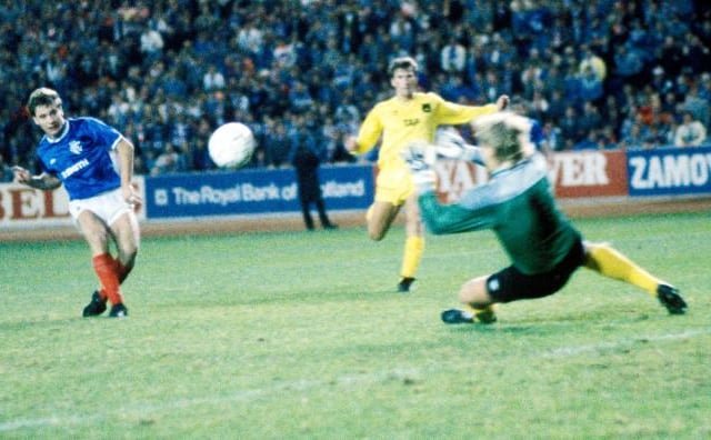 He jokes he wasn't so familiar with the UEFA Cup but his second goal also came in the competition, against Finnish goalkeeper Mika Malinen in an Ibrox rout.