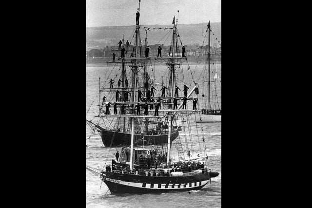 Sail training ship TS Royalist at the Silver Jubilee Review in June 1977. The News PP1654
