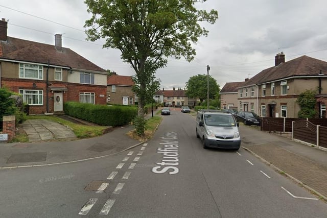 The joint third-highest number of reports of violence and sexual offences in Sheffield in April 2023 were made in connection with incidents that took place on or near Studfield Crescent, Wisewood, with 6