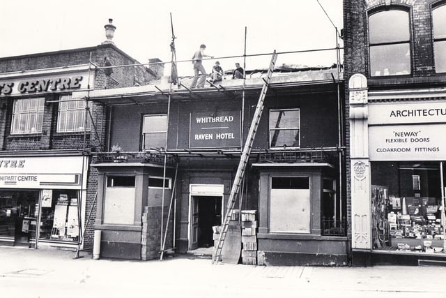 The inside of the Raven Hotel pub on Fitzwilliam Street, Sheffield, after it was demolished before being renovated in "nautical" fashion and being renamed the "Hornblower" - 8th August 1980