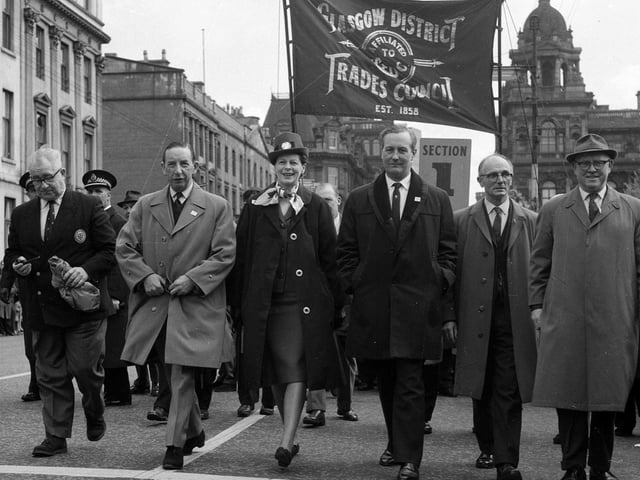 Mr Anthony Greenwood chairman of the Labour Party with his wife during the May Day Rally in Queens Park - Glasgow
