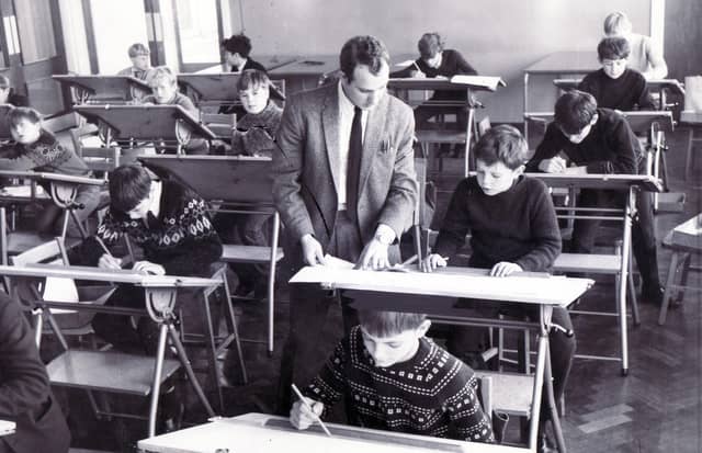 School children in class in the 1980s