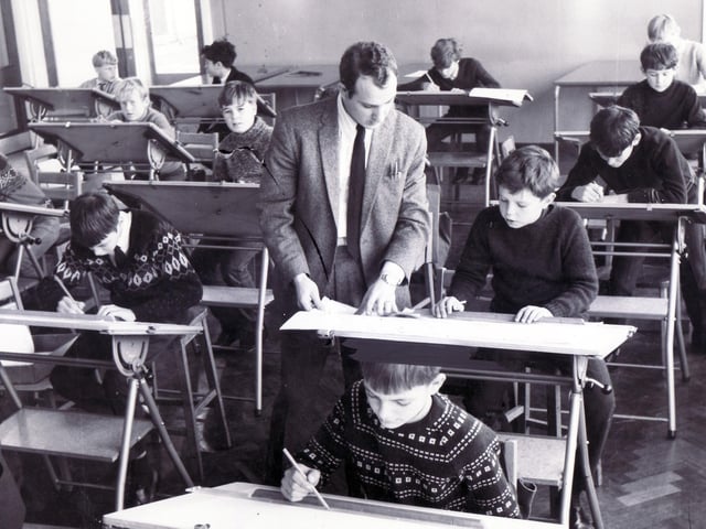 School children in class in the 1980s