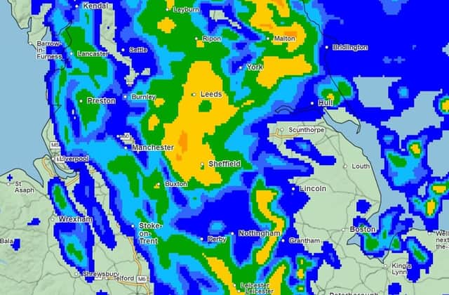Weather forecasters say its going to rain in Sheffield for around 18 hours straight on Thursday. Image by Met Office.