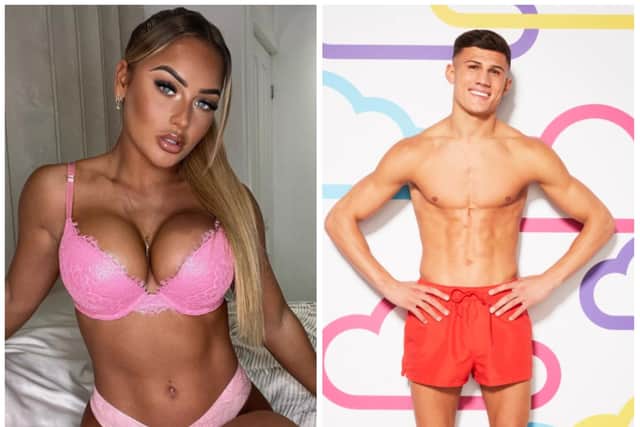 Model Courtney claimed Doncaster TV salesman Haris dumped her to go on Love Island. (Photos: Instagram/ITV).