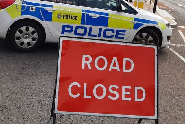 Bomb disposal experts have been called out after a raid on a house in Wingfield, Rotherham, South Yorkshire today. Police are on the scene and the road is closed. FIle picture shows a road closure