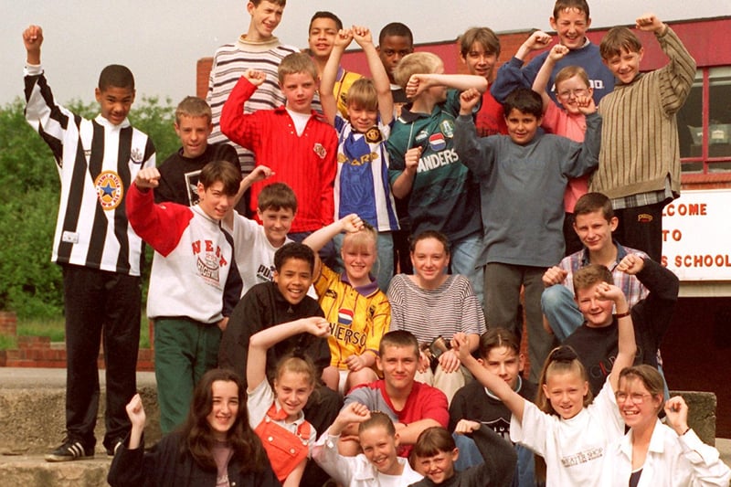 Excited pupils at Herries School who got free tickets for a Euro 96 game at Hillsborough