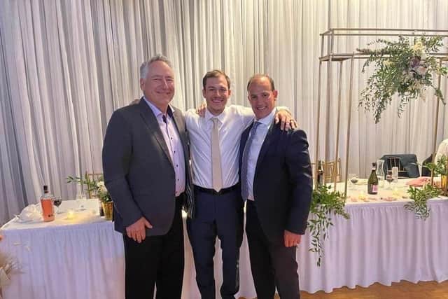 Tanner Eberle's at his wedding along with Mike Blaisdell and Brent Bobyck