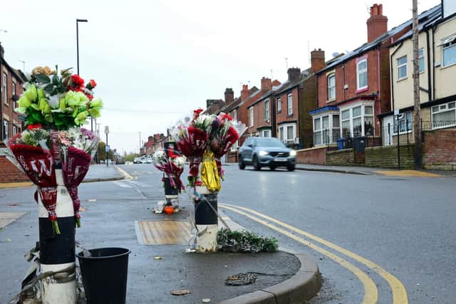 Floral Tributes on Main Road, Darnall. Picture: NSST-06-11-19-DarnallTributes-7