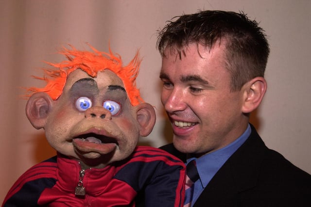 Pictured at the Mega Centre, Bernard Road, Sheffield, where a puppet show was launched to help children build self esteem in 2002. Seen is Marc Griffiths with  puppet Kevin.