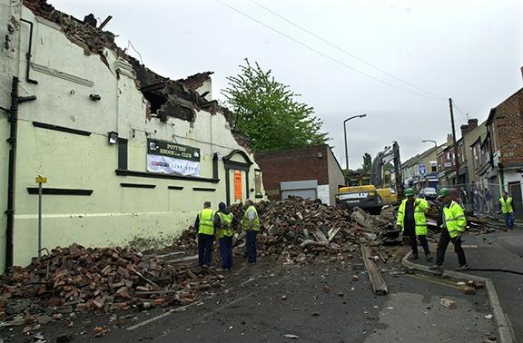 The fire damaged Potters Snooker Club, Heeley, Sheffield, on June 3, 2004
