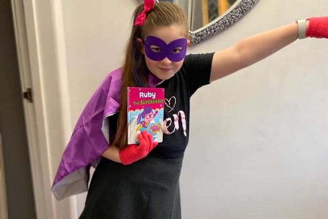 Kelly Leece Kilcoyne shared this picture of Ruby as a superhero.
