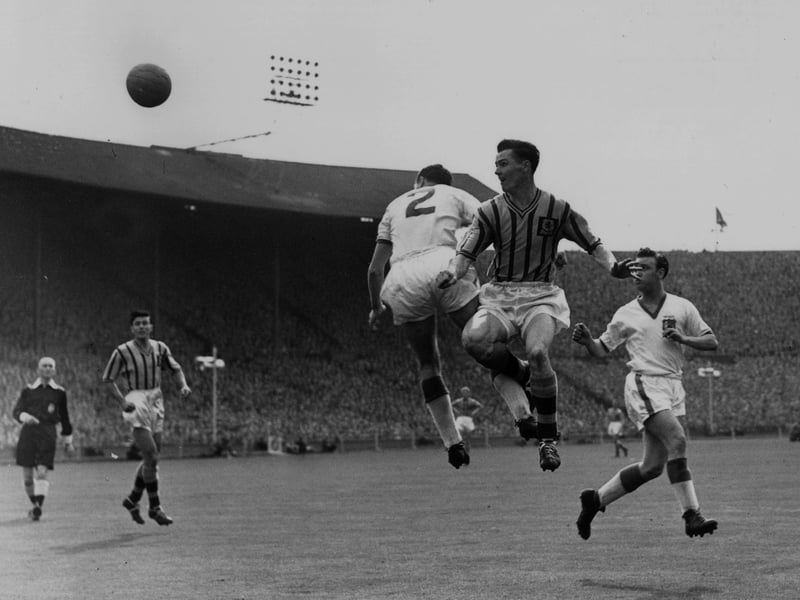 Peter McParland, scorer of two goals to lift FA Cup for Aston Villa, died aged 91. He is pictured in 1957. (Photo by Douglas Miller/Keystone/Getty Images)