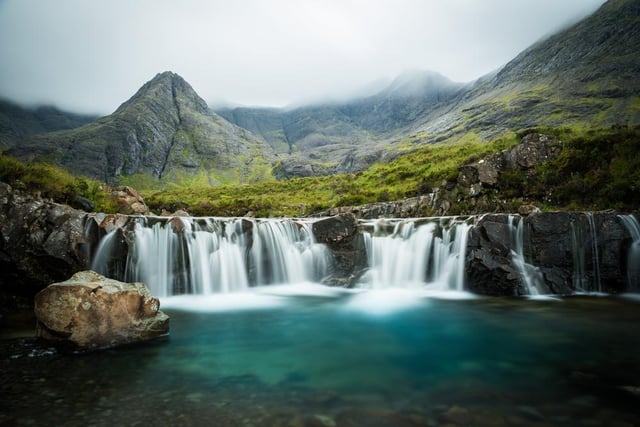 Found at the foot of the Black Cuillin Mountains, the Fairy Pools are a natural waterfall phenomenon which boast crystal clear water that's popular amongst wild swimmers who are brave enough to face the cold water