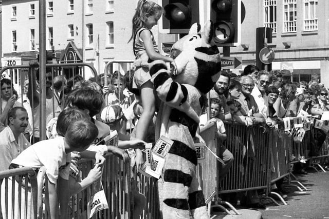 Tony the Tiger was a roaring success with children in Sheffield city centre for the climax of the Kellogg's Tour of Britain Cycle Race on August 2, 1990