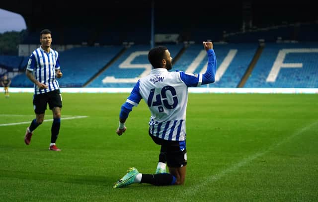 Sheffield Wednesday's Sylla Sow celebrates after scoring his sides first goal. (Goodwin/PA Wire)