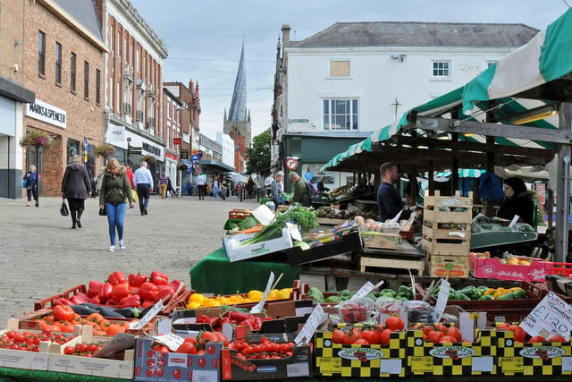 Market stalls, High Street, Chesterfield.