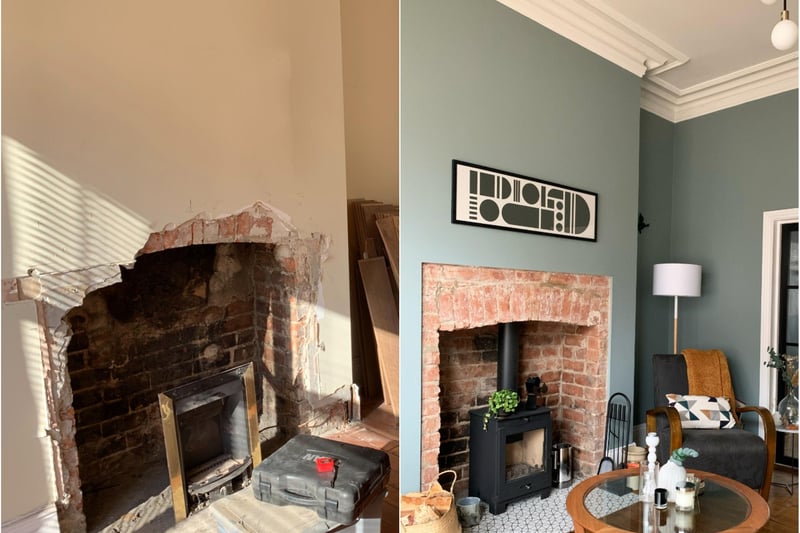 Sarah said: "The brick wasn’t perfect but we wanted to keep it as we found it to be true to the original features of the house. The coving is also original here so we added a bolder colour to help show it off to its best."