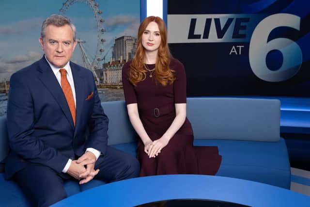 Hugh Bonneville as Douglas and Karen Gillan as Madeline in the new Steven Moffat-penned comedy-drama Douglas Is Cancelled (Picture: Hartswood Films/ITV)
