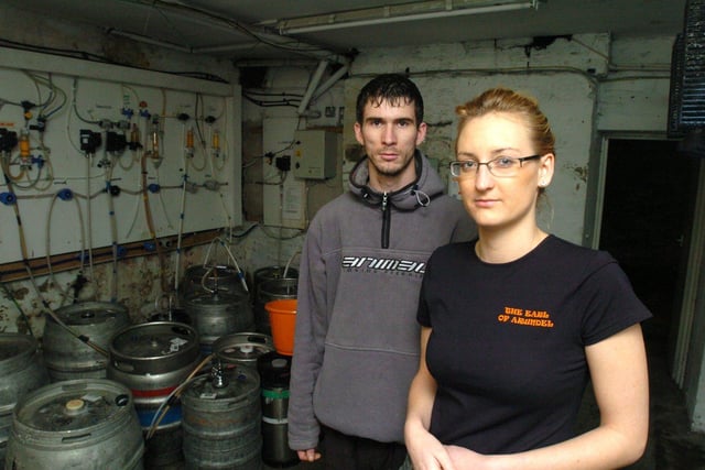 Pictured at the old Earl of Arundel pub, Queens Road, Sheffield, where Michael Whelan and Hayley Turner are seen in the cellar where they saw ghostly figures