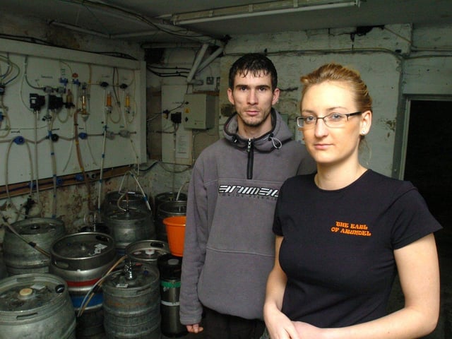 Pictured at the old Earl of Arundel pub, Queens Road, Sheffield, where Michael Whelan and Hayley Turner are seen in the cellar where they saw ghostly figures