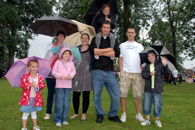 Rain didn't spoil the fun, Allsop, Sheppard and Bingley families from Sutton. 
Pictured L to R are; Molly Allsop 4, Beverley Sheppard, Alicie Bingley 7, Kerry Allsop, Simon Bingley with daughter Lauren aged 5 on his shoulders, Peter Allsop and son Joseph aged 7.