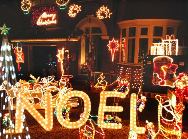 A home in Adwick covered in Christmas lights, 2007.