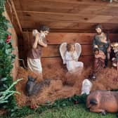 The nativity scene at the garden centre in Loxley, where Jesus and Mary have gone missing