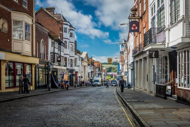 Guilford, popular with commuters to London given its location in Surrey, came 20th on the list of happiest places to live in the UK. Rent there can be eye-watering, however, at an average of 1,188 per month.