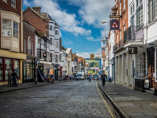 Guilford, popular with commuters to London given its location in Surrey, came 20th on the list of happiest places to live in the UK. Rent there can be eye-watering, however, at an average of 1,188 per month.