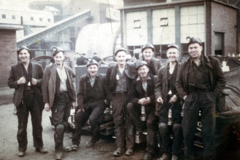 Taken in 1960 - Wilf Bromley, second left, pictured with workmates at Warsop Main Colliery.