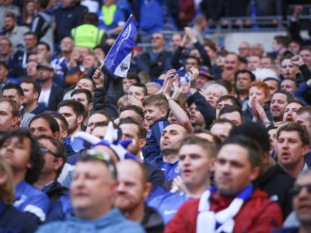 Pompey fans at Wembley in 2019.
