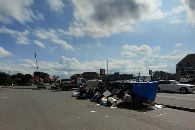 The recycling bins at the car park has caused problems to the shop owners in the area. Picture by Kerry Addison