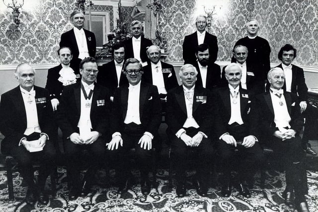 Guests of the 1980 Cutler's Feast including Chancellor of the Exchequer Sir Geoffrey Howe