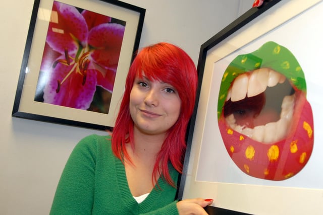 Sarah James, a student from Holgate School, is pictured with her artwork at the art gallery in Hucknall.