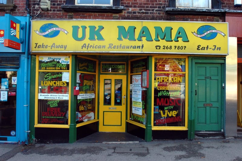 UK Mama, on Fulwood Road, Broomhill, was a popular African and Caribbean restaurant for many years. The owner offered African drumming to customers.